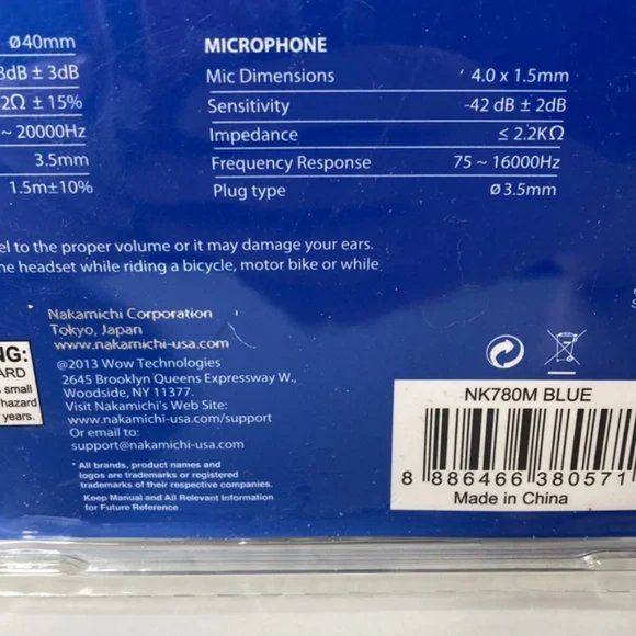 Nakamichi Precision Sound Over The Ear Headphones Metallic Edition Blue Wired - Picture 12 of 16